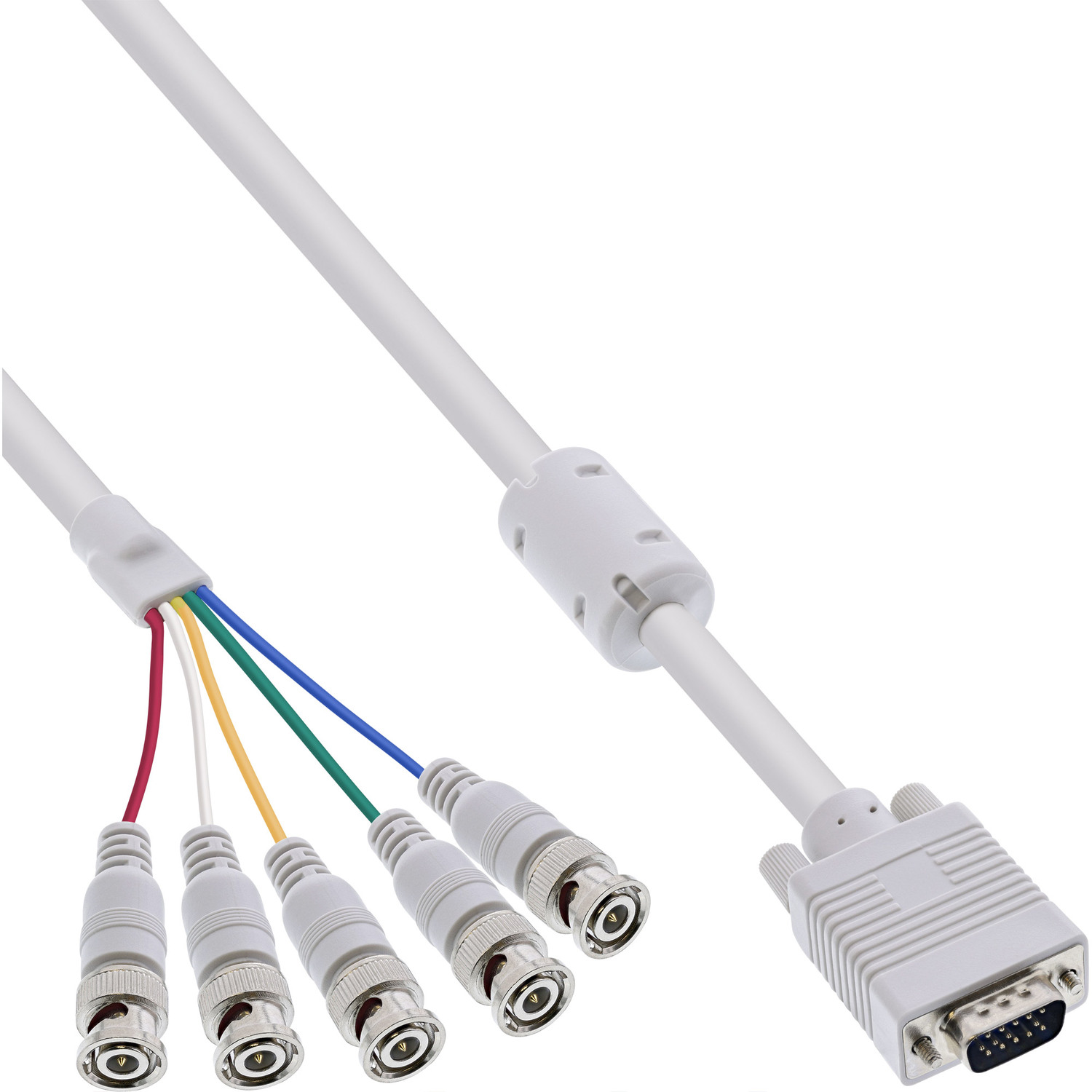 INLINE InLine® BNC Stecker, 15pol VGA, / beige Kabel, BNC Kabel Stecker SVGA an / VGA HD 5x 3m