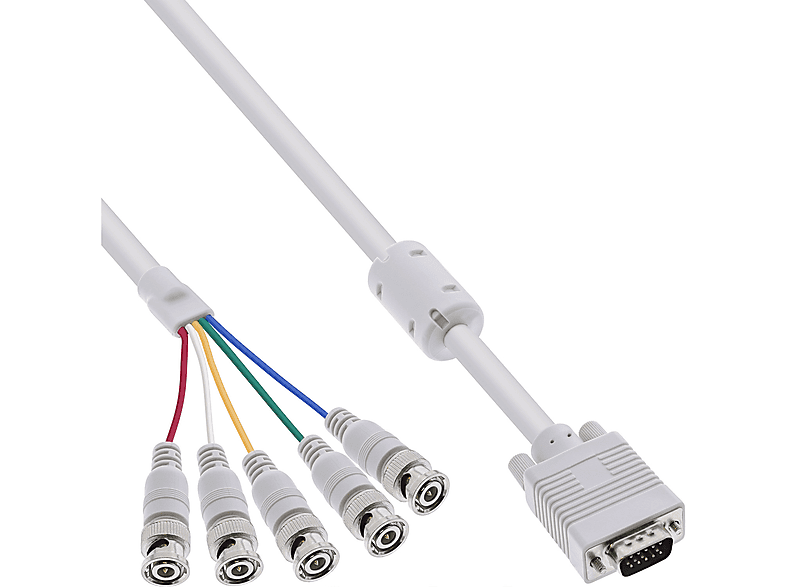 INLINE InLine® an Kabel 5x BNC 15pol Stecker, Stecker BNC beige 3m Kabel, HD VGA, VGA / / SVGA