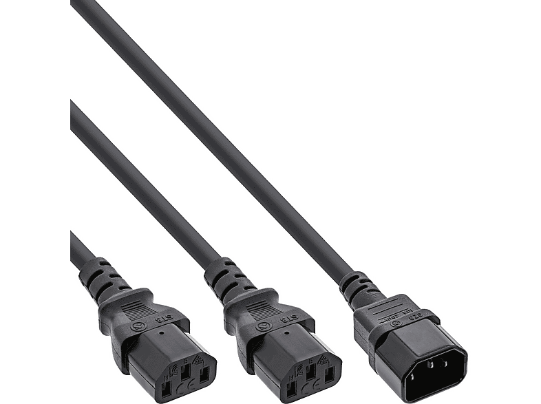Kaltgeräte Y-Splitter Adapter – C14 Buchse Auf 2x C13 Stecker (1 Auf 2)