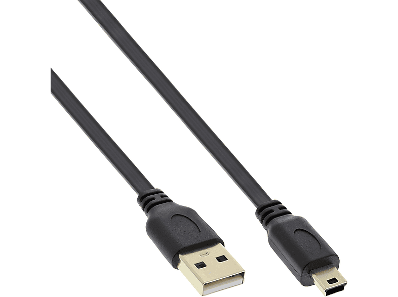 A Mini-B an USB INLINE USB USB Stecker Flachkabel, 2.0 InLine® (5pol.), schwarz,