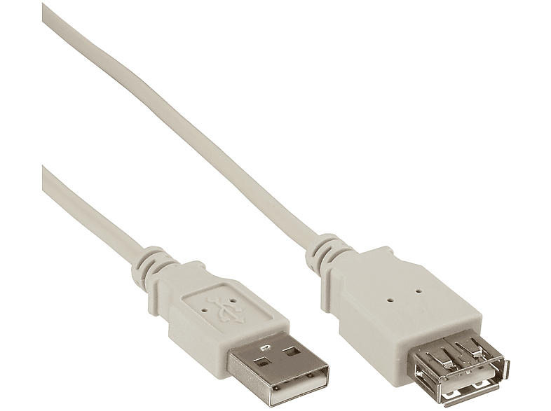 INLINE InLine® USB 2.0 Verlängerung, USB-A Stecker / Buchse, beige, 1,8m, USB