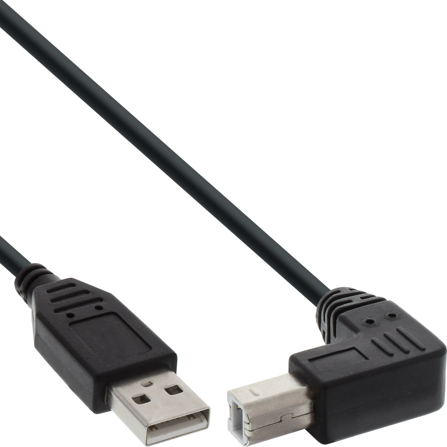 2.0 USB Kabel, 5m Kabel abgewinkelt, schwarz, INLINE InLine® USB unten A B an
