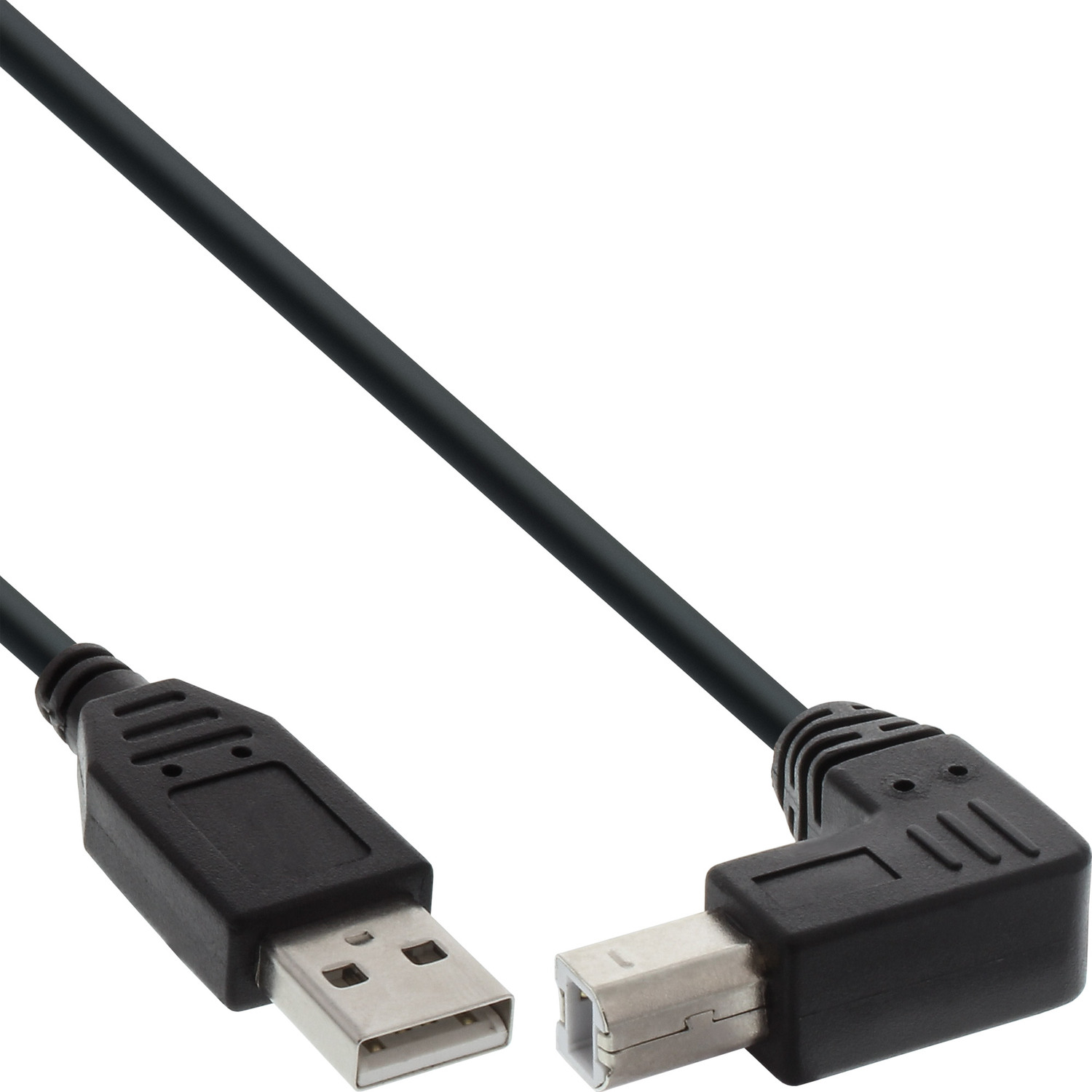 INLINE InLine® USB 2.0 Kabel, 0,5m B schwarz, abgewinkelt, an A Kabel unten USB