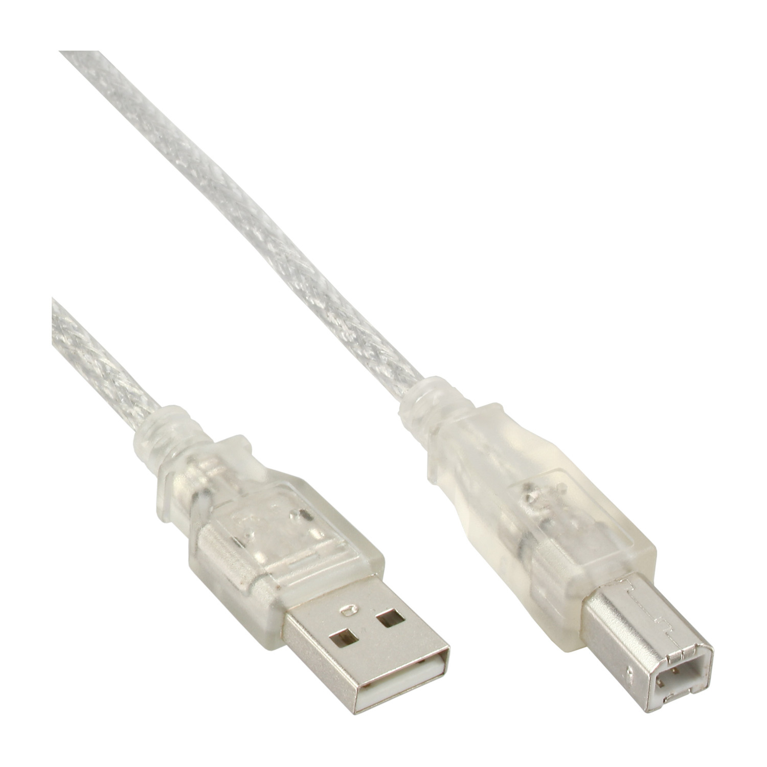 USB 0,3m USB B, A 2.0 INLINE USB Kabel, an InLine® transparent, Kabel 2.0 USB