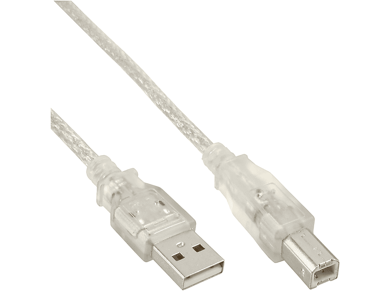 INLINE InLine® USB 2.0 Kabel, A an B, transparent, 1m Kabel USB USB 2.0 USB