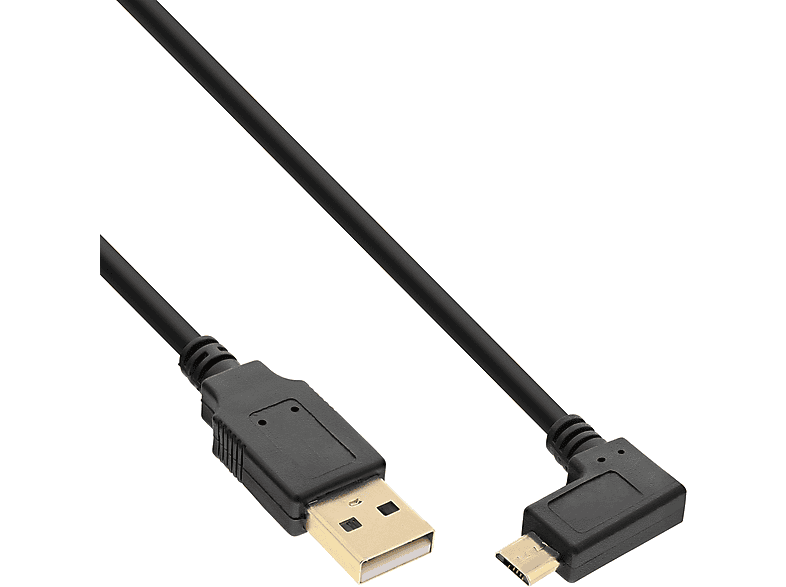 InLine® USB-A 1m 2.0 Stecker USB Micro-USB gewinkelt, INLINE an Kabel, Micro-B