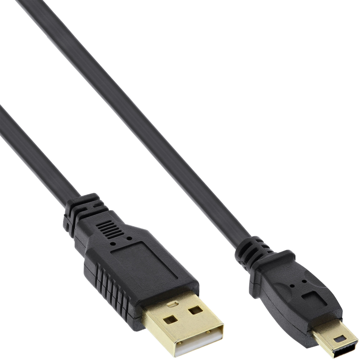 A USB InLine® an USB Flachkabel, USB Stecker schwarz, (5pol.), INLINE 2.0 Mini-B