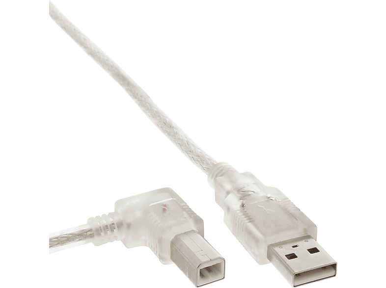 INLINE InLine® USB 2.0 Kabel, A an B links abgewinkelt, transparent, 5m USB USB