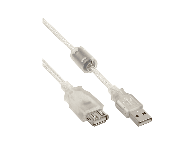 INLINE InLine® USB 2.0 Verlängerung, St/Bu, Typ A, transparent, mit ...