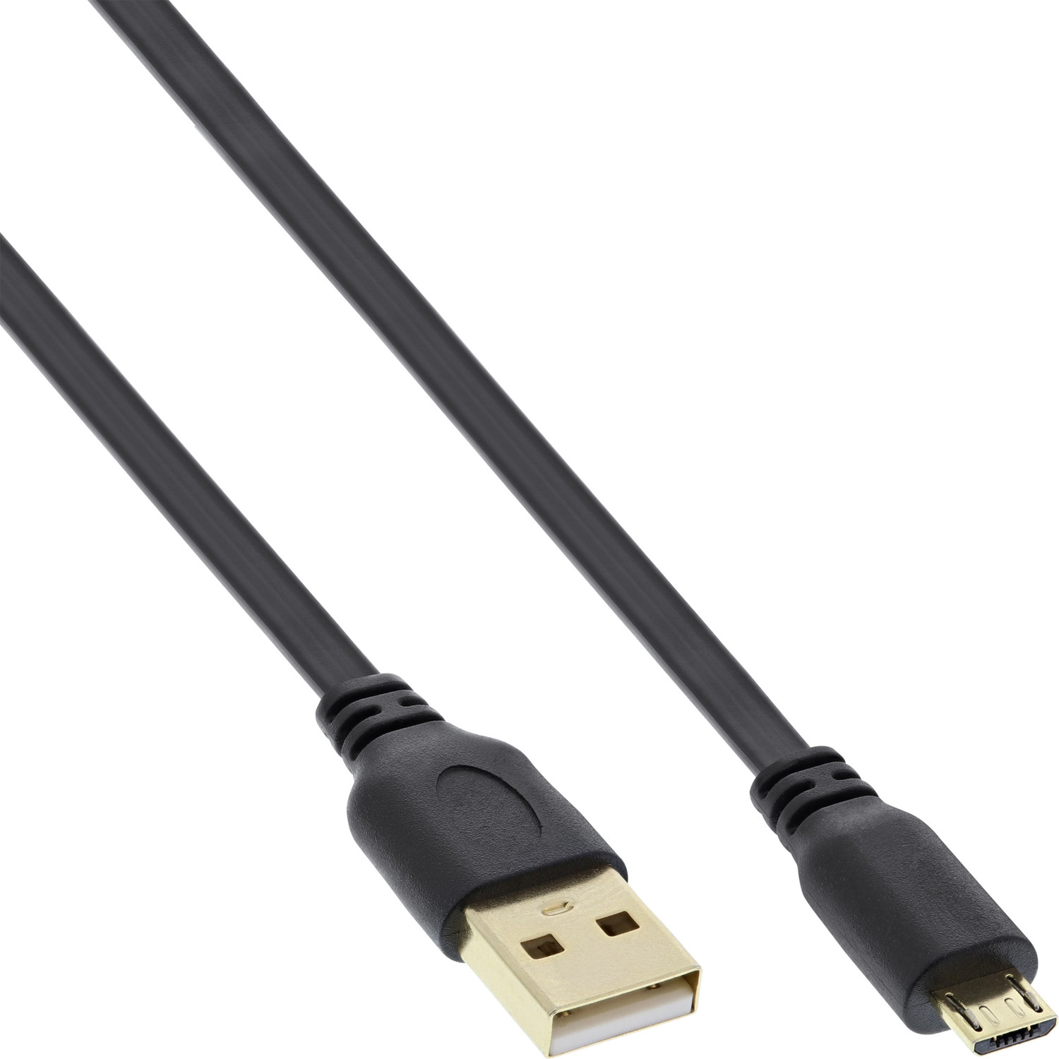 2.0 USB Micro-B Stecker, InLine® Flachkabel, INLINE Stecker Micro-USB an USB-A