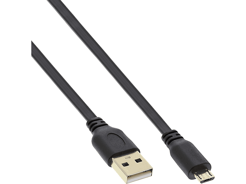 Micro-USB Flachkabel, Stecker USB InLine® Micro-B USB-A INLINE Stecker, 2.0 an