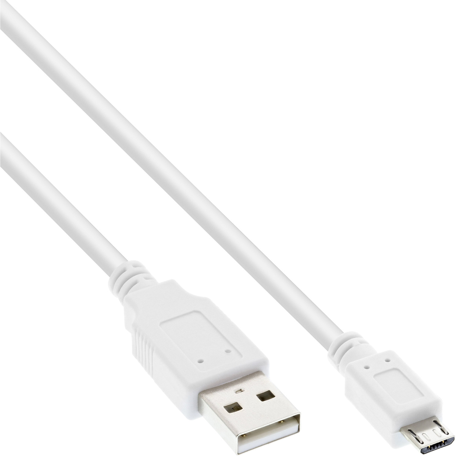 USB-A 2.0 USB weiß, INLINE Micro-B Kabel, Micro-USB Stecker, an InLine® Stecker