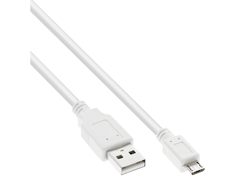an Stecker, USB-A Kabel, Stecker INLINE USB weiß, InLine® Micro-USB Micro-B 2.0