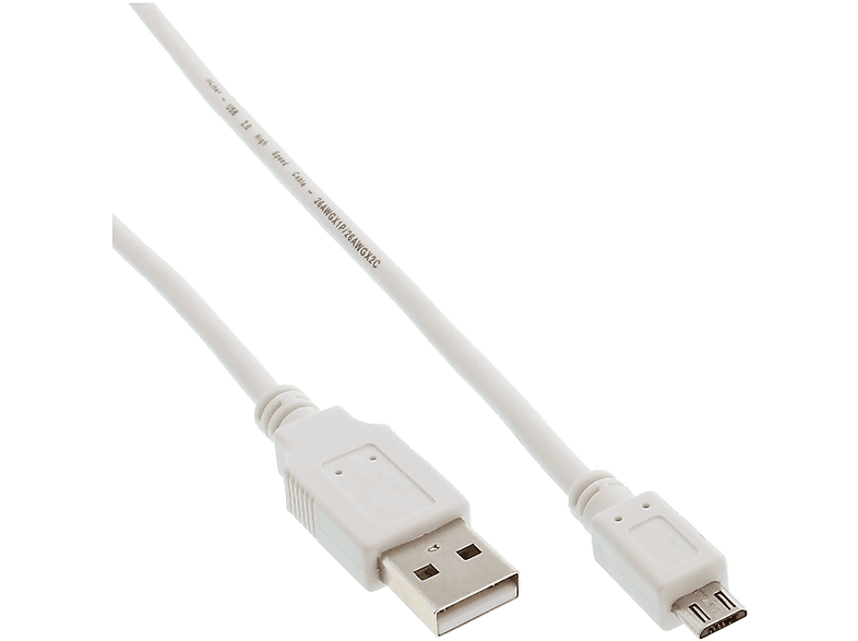 INLINE InLine® Micro-USB 2.0 Kabel, USB-A Stecker an Micro-B Stecker, weiß, USB