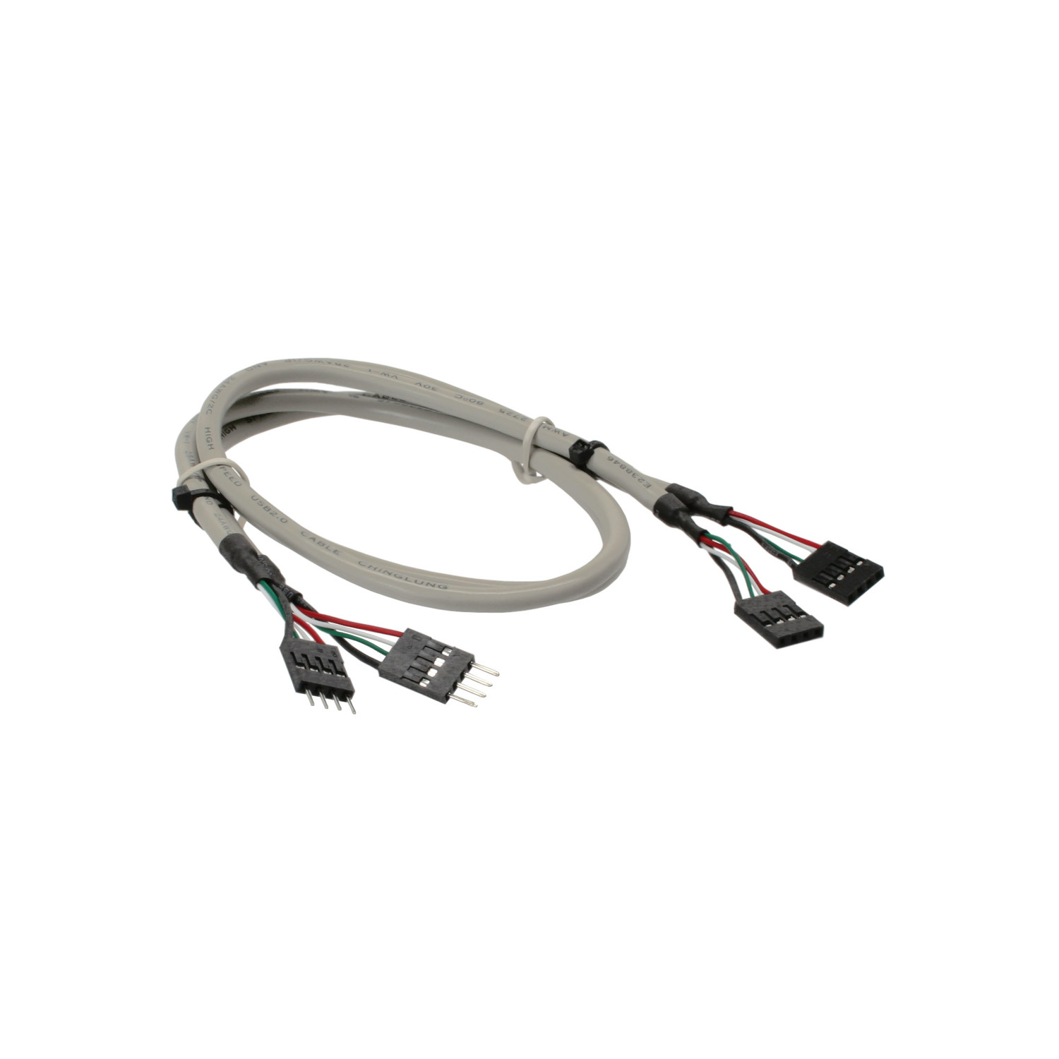 auf 2x USB Verlängerung, USB Pfostenstecker InLine® intern, 2.0 USB INLINE 4pol
