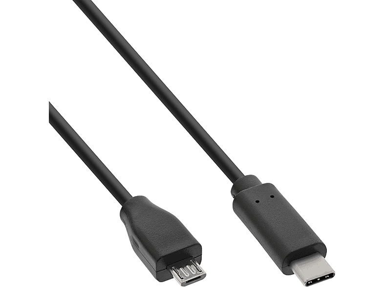 INLINE InLine® USB 2.0 an USB USB-C Stecker Kabel, USB Stecker, schwarz, Micro-B