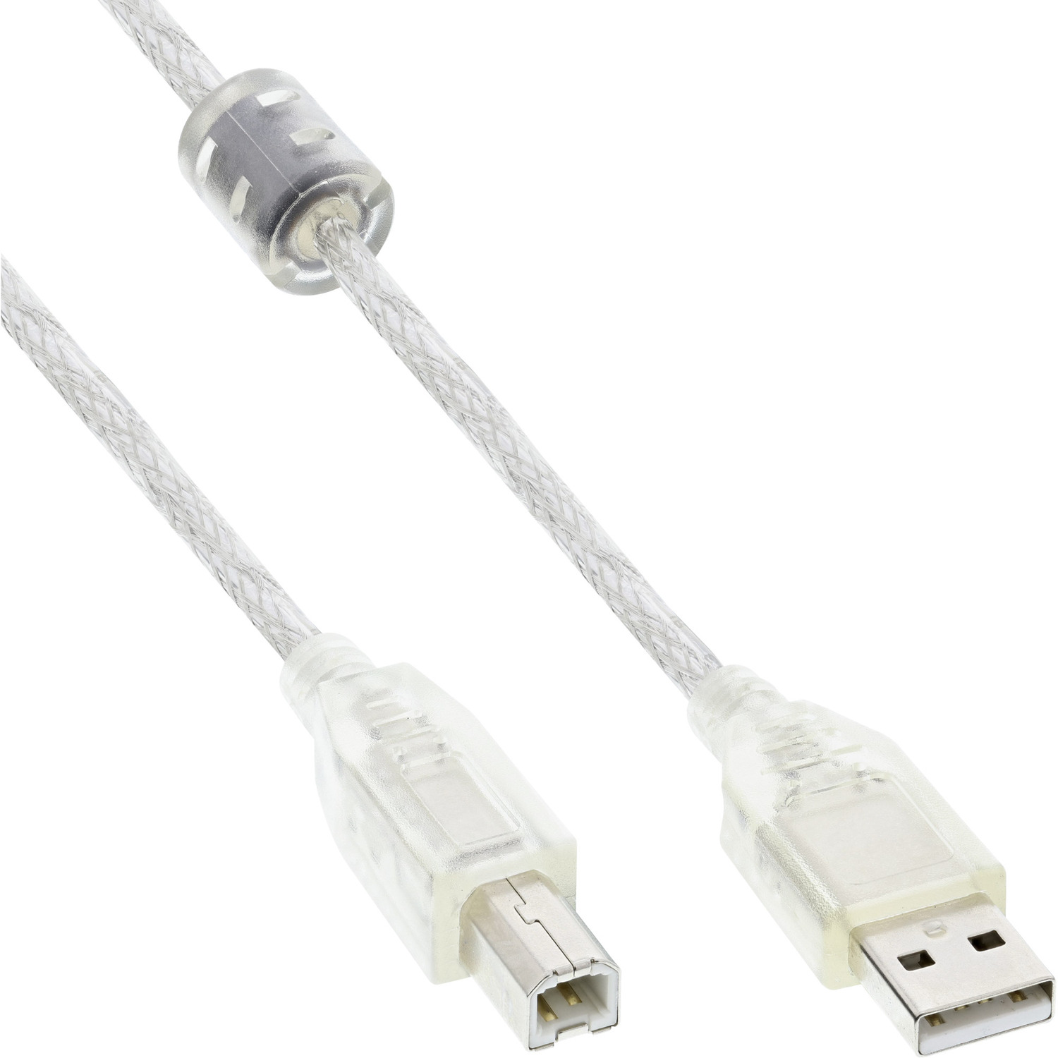 INLINE InLine® USB 2.0 Kabel, mit transparent, an A B, Ferritkern, USB 0,5m USB