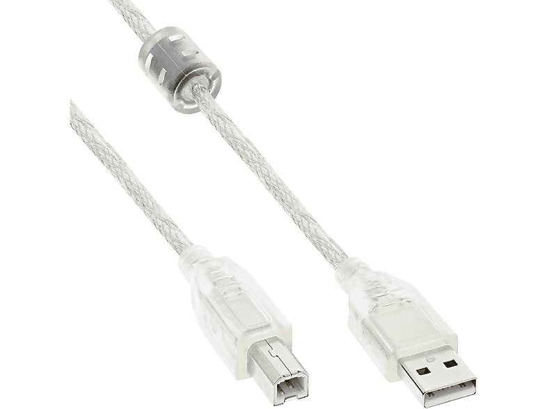 INLINE InLine® USB 2.0 Kabel, A an B, transparent, mit Ferritkern, 0,5m USB USB