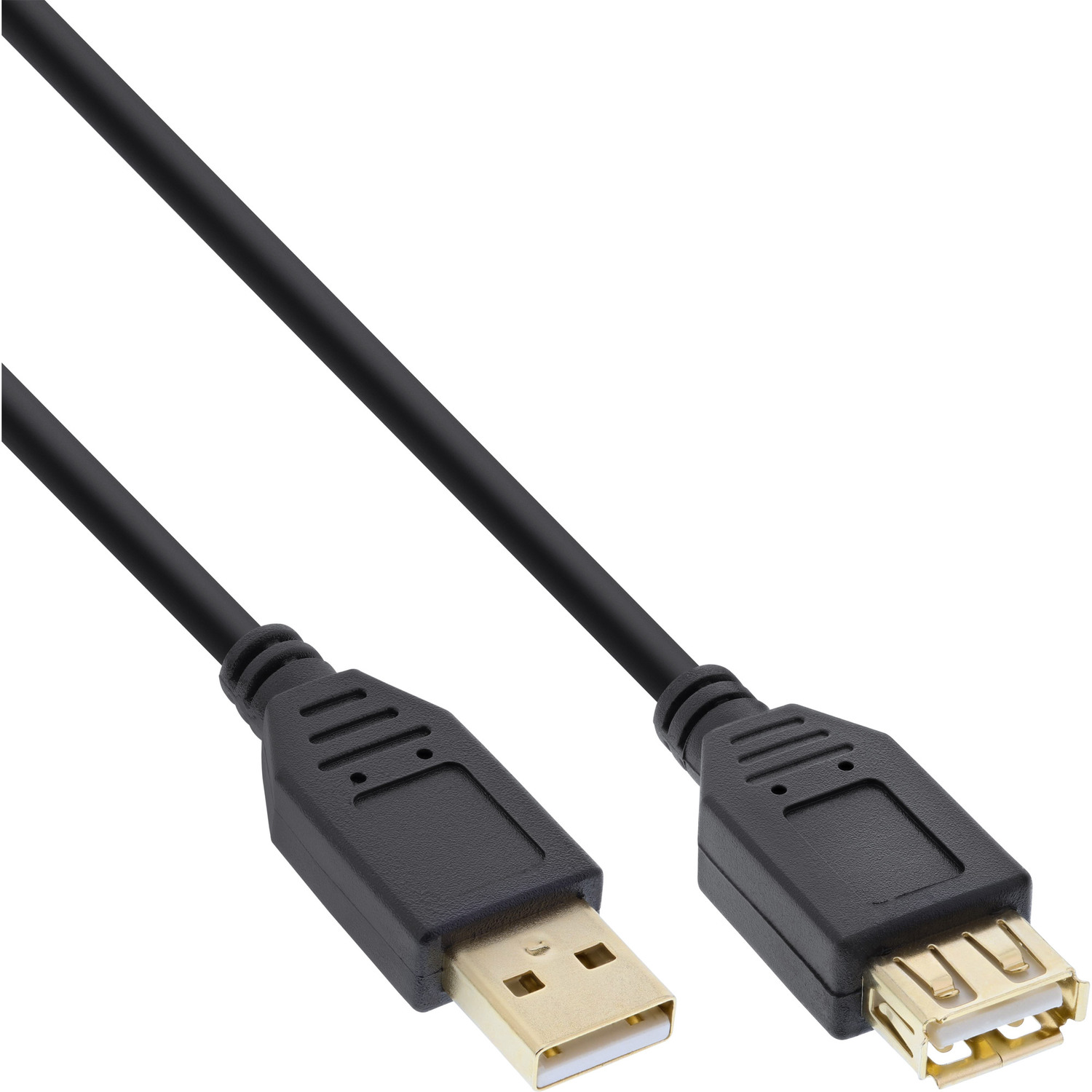 schwarz, Verlängerung, InLine® 2.0 Buchse, / USB Stecker USB USB-A INLINE gold,