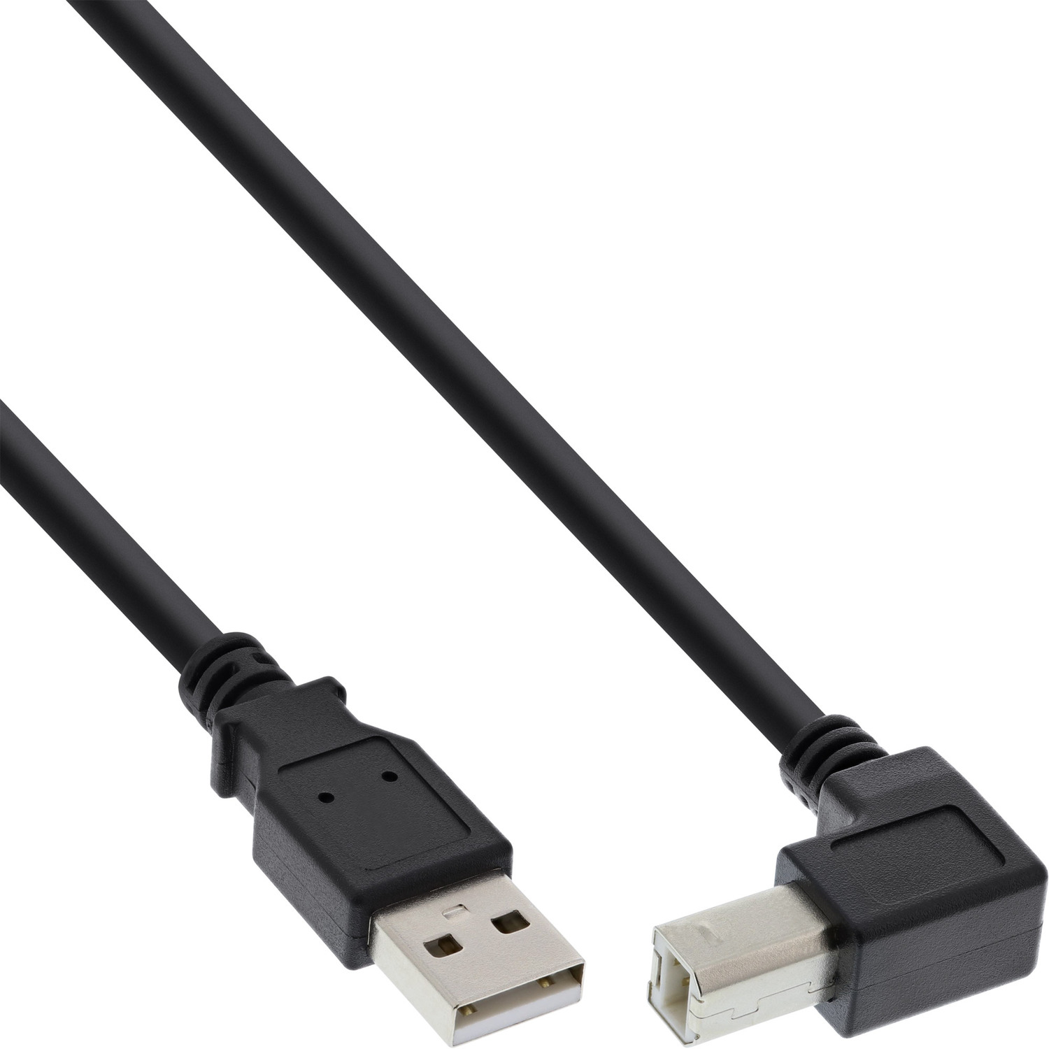 A an 2.0 InLine® abgewinkelt, Kabel Kabel, unten B schwarz, INLINE 3m USB USB