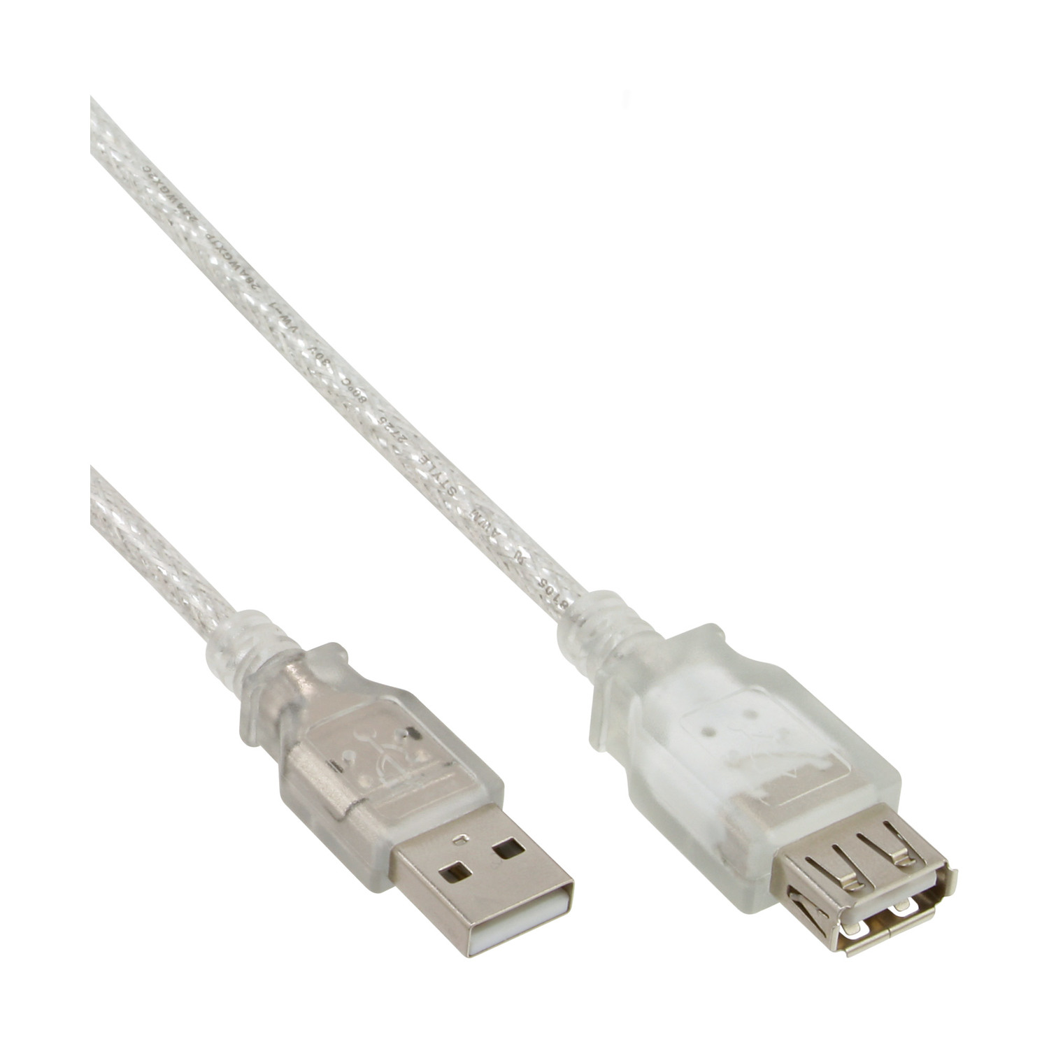 InLine® USB Verlängerung, / Stecker USB-A INLINE 2.0 Buchse, USB transparent,
