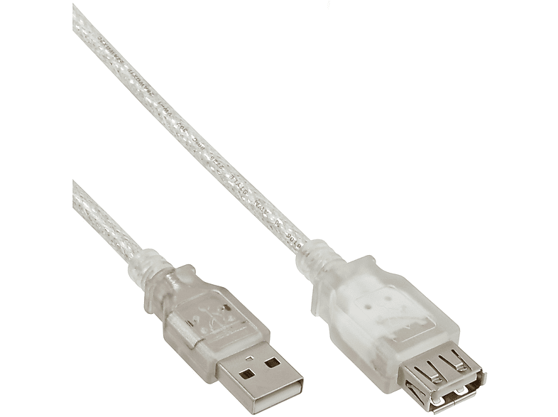 USB-A Stecker USB InLine® 2.0 INLINE Buchse, / USB Verlängerung, transparent,