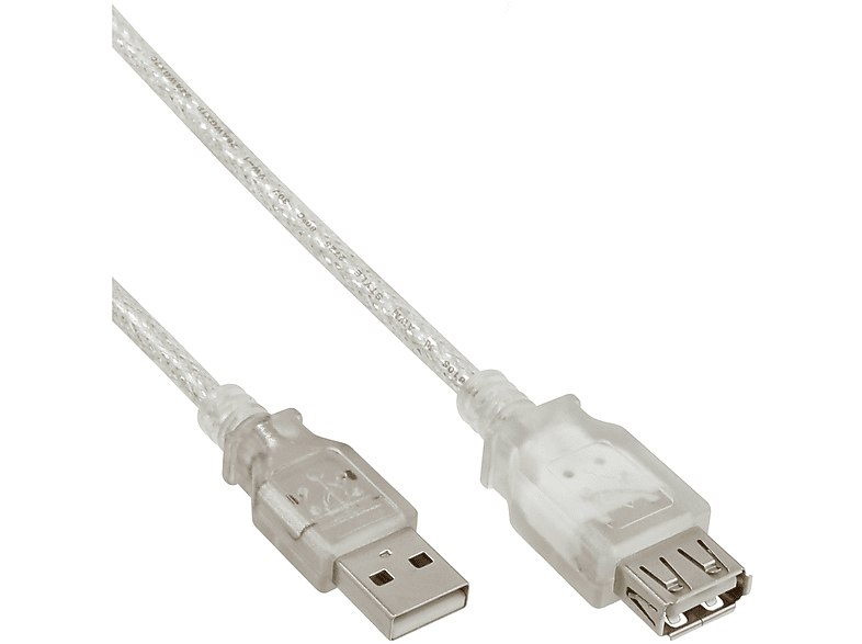 INLINE InLine® Buchse, Stecker USB-A transparent, 2.0 / Verlängerung, USB USB