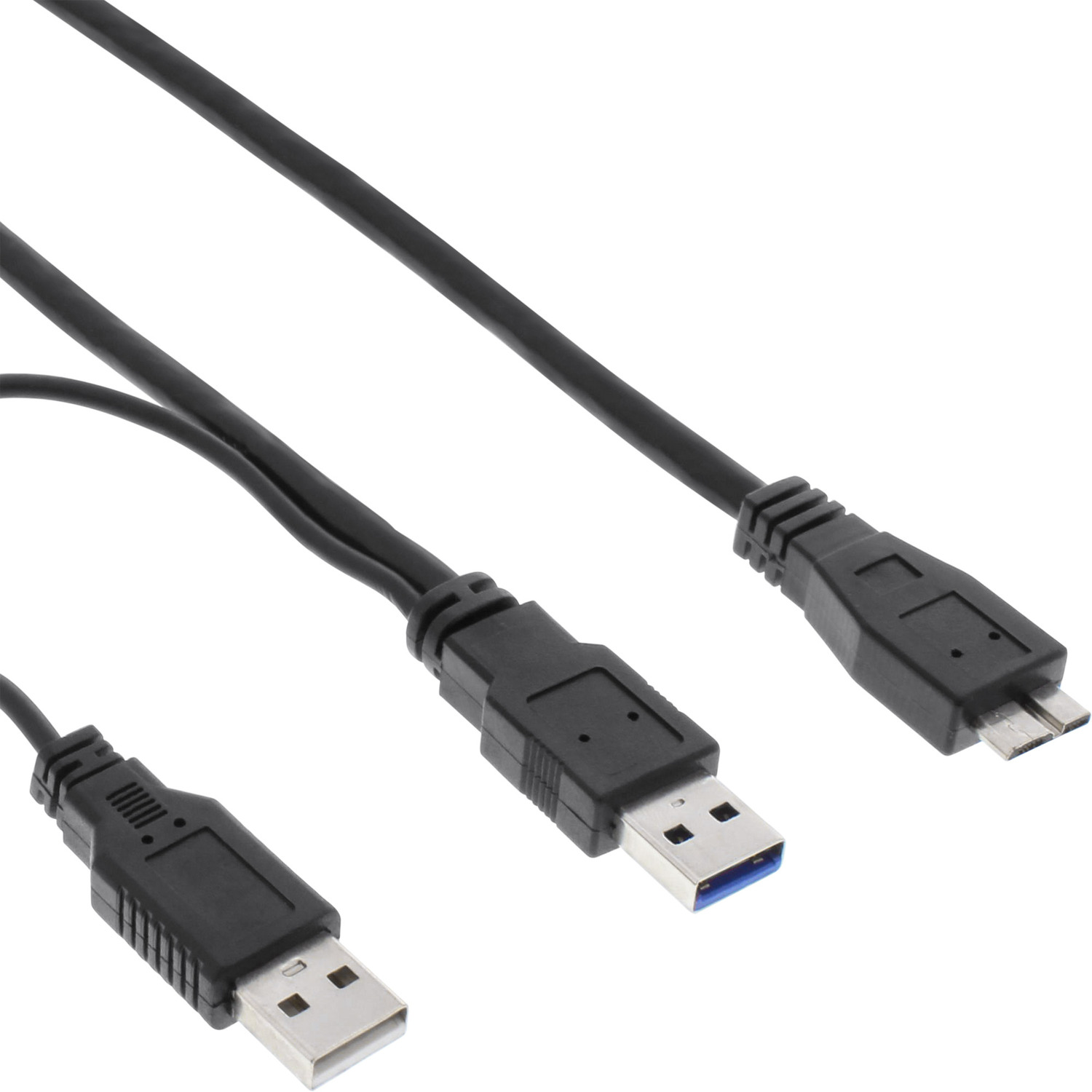 INLINE InLine® A USB 2x USB Micro schwarz, B, 1,5m Kabel USB 3.0 Y-Kabel, USB an