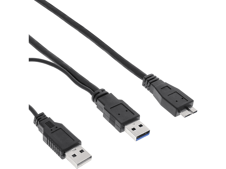 INLINE InLine® USB 3.0 Y-Kabel, 2x A an Micro B, schwarz, 2m Kabel USB USB USB