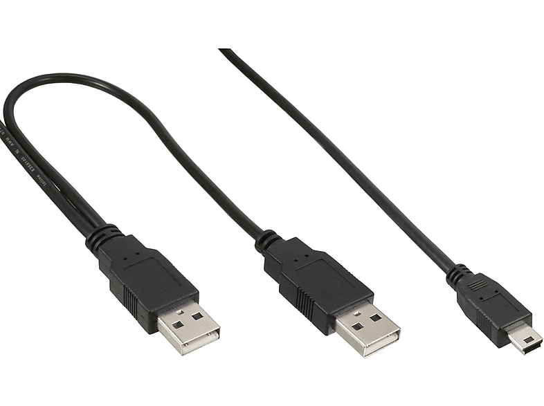 INLINE InLine® USB Mini-Y-Kabel, 2x Stecker A an Mini-B (5pol.), 1,5m Kabel USB