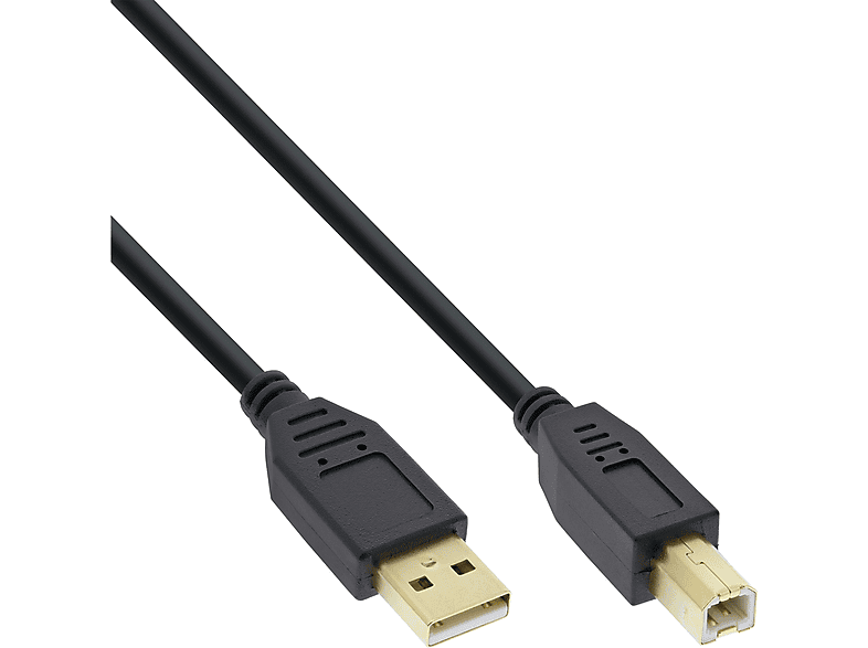 INLINE InLine® USB 2.0 Kabel, A an B, schwarz, Kontakte gold, 10m Kabel USB USB