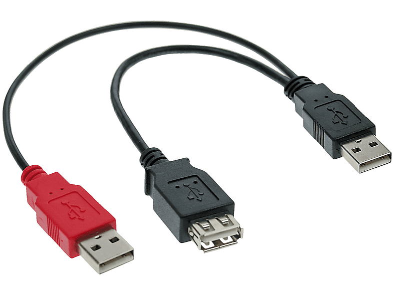 INLINE InLine® USB Buchse 2.0 0,2m Y-Anschlusskabel, USB A an A, USB 2x Stecker