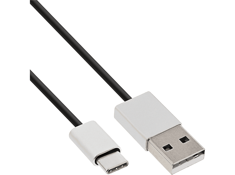 INLINE InLine® USB 2.0 Kabel, USB-C Stecker an A Stecker, schwarz/Alu, 0.5m USB