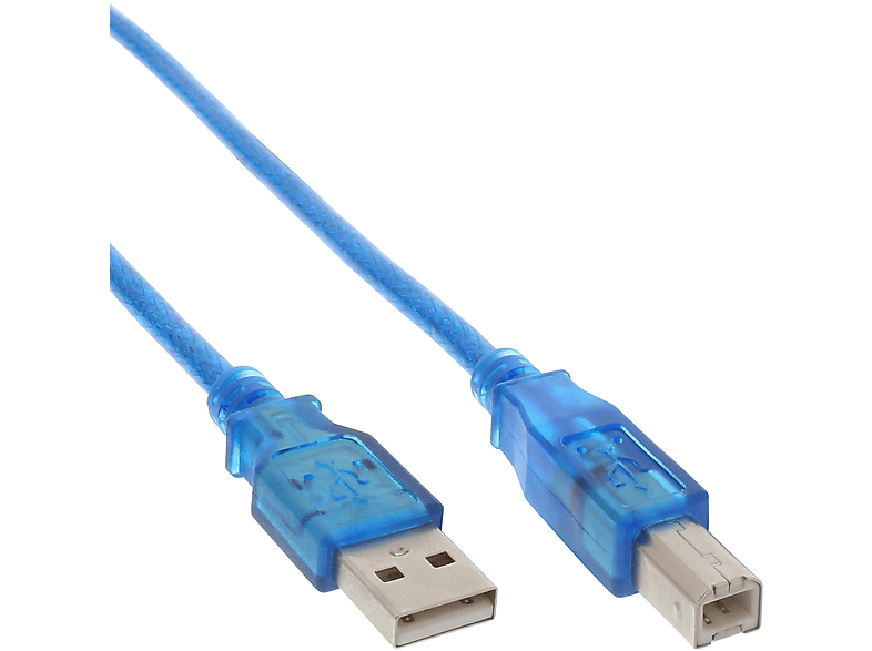 USB USB Kabel A 3m 2.0 USB blau-transparent, an Kabel, InLine® INLINE B, 2.0 USB