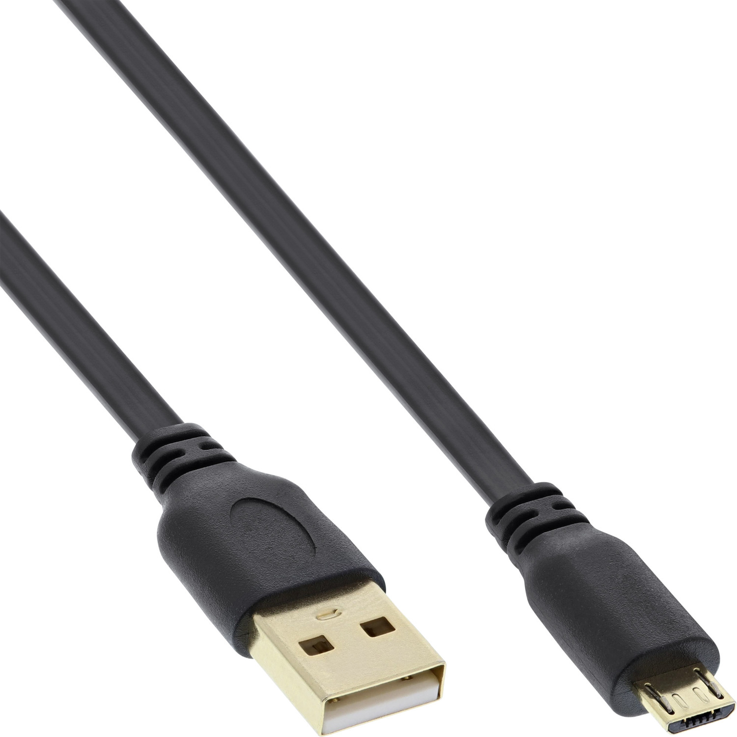 INLINE InLine® Micro-USB 2.0 Flachkabel, Stecker, Micro-B USB-A USB an Stecker