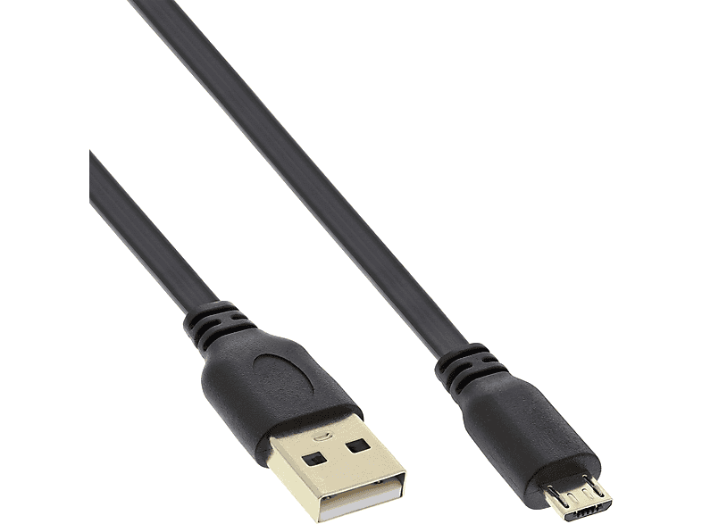 INLINE InLine® Micro-USB 2.0 Flachkabel, USB-A Stecker an Micro-B Stecker, USB