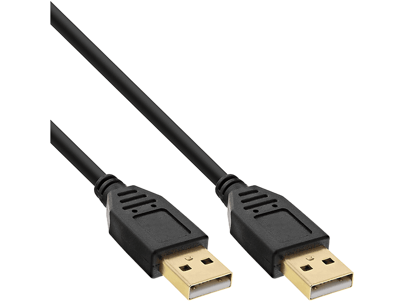 INLINE InLine® USB 2.0 Kabel, an 3m Kabel USB gold, USB Kontakte schwarz, A, A