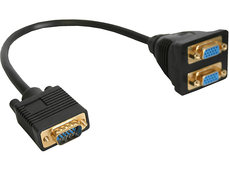 INLINE InLine® VGA Y-Adapterkabel, VGA Stecker auf 2x VGA Buchse, schwarz / SVGA / VGA, schwarz