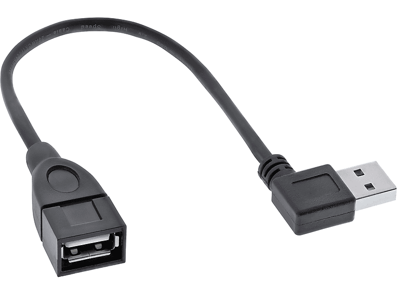 USB INLINE Verlängerung 0,2m USB gewinkelt, USB-A 2.0 InLine® / Smart Stecker