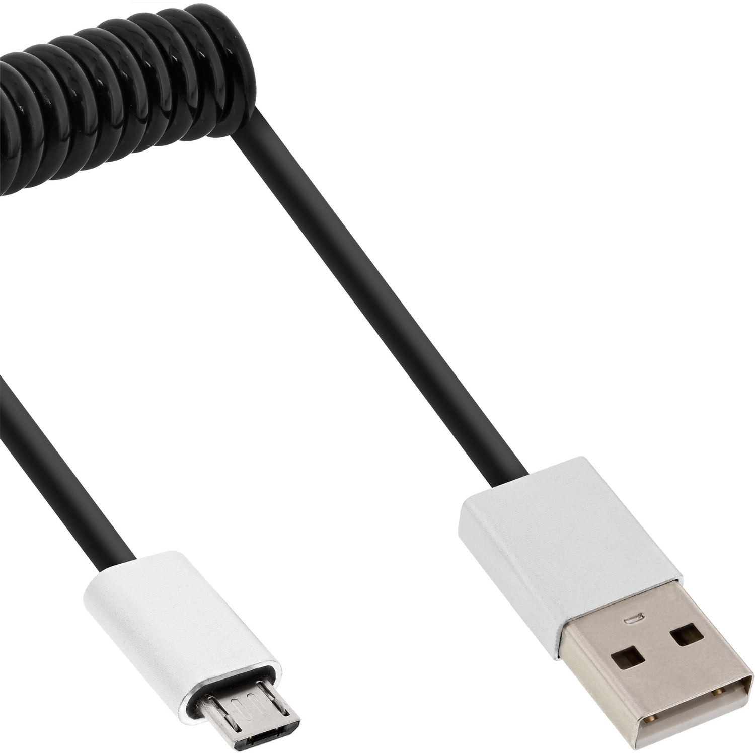 Micro-B Stecker, USB InLine® INLINE an 2.0 Spiralkabel, Micro-USB Stecker USB-A