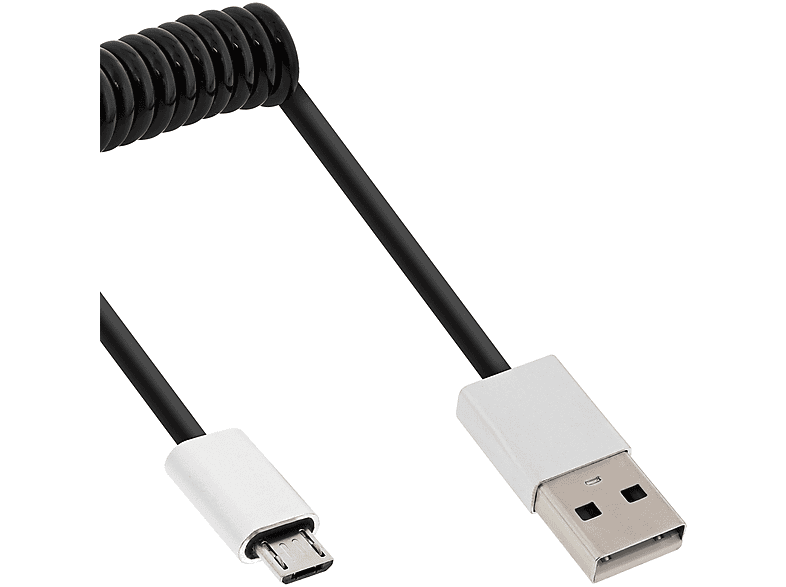 INLINE InLine® Micro-USB 2.0 Stecker USB USB-A an Spiralkabel, Stecker, Micro-B