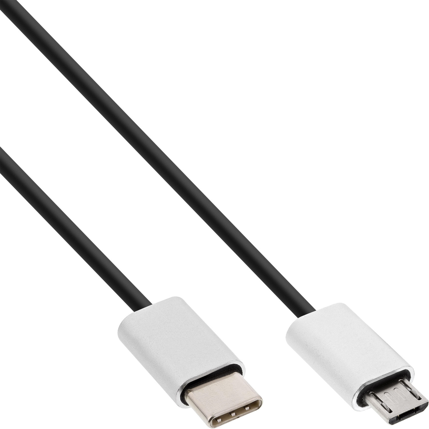 InLine® Stecker USB-C schwarz/Alu, USB Stecker, 2.0 USB Kabel, an Micro-B INLINE