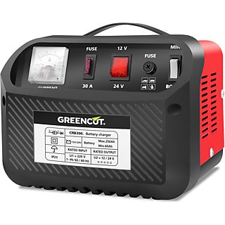 Cargador de baterías - GREENCUT CRB300, para coche y moto para coche y moto, Rojo