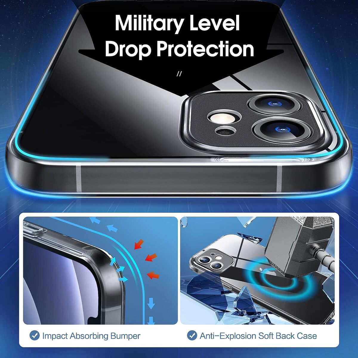 12 Silikon Schutz Case, Reisekoffer, Zoll 12, mit Apple, iPhone iPhone (6,1) BAKER Handyhülle für Kameraschutz Transperant