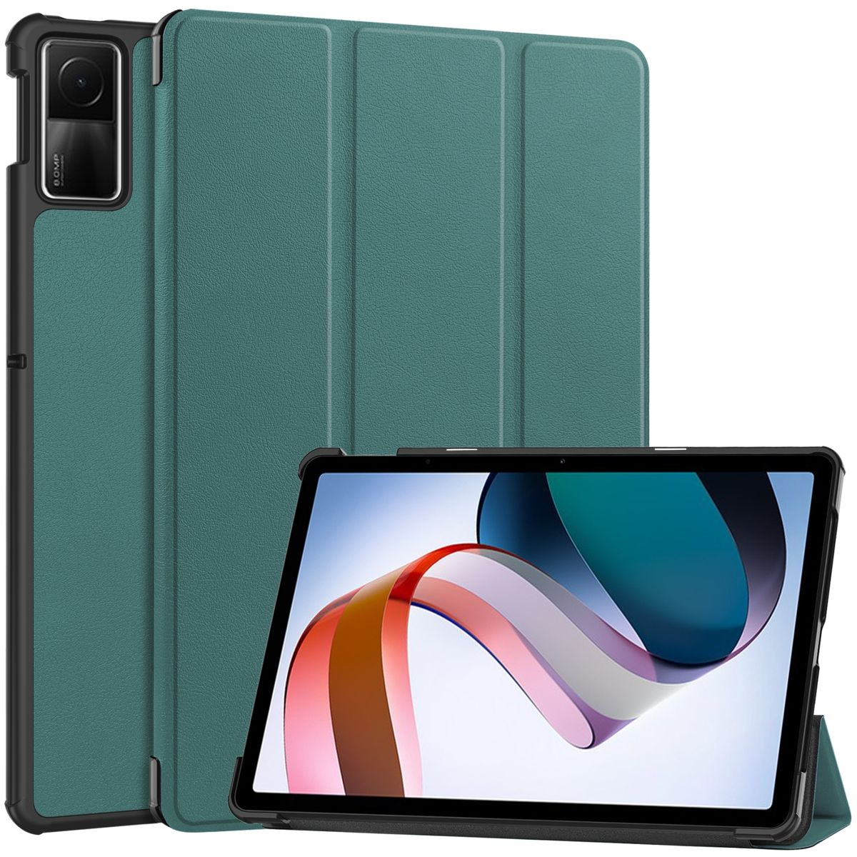 WIGENTO 3folt Wake UP Tablethülle Cover / Xiaomi aufstellbar & Sleep Kunstleder, Kunststoff Full Cover / Silikon für Grün