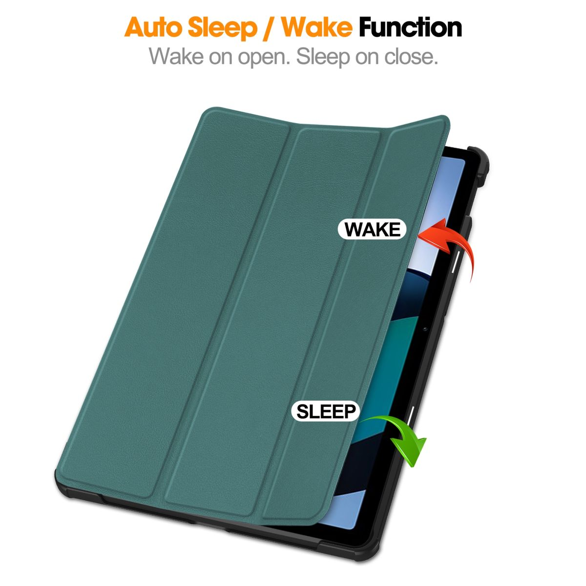 UP WIGENTO Sleep Tablethülle & Kunststoff 3folt / Grün / für Full Silikon Cover Wake Cover Kunstleder, aufstellbar Xiaomi