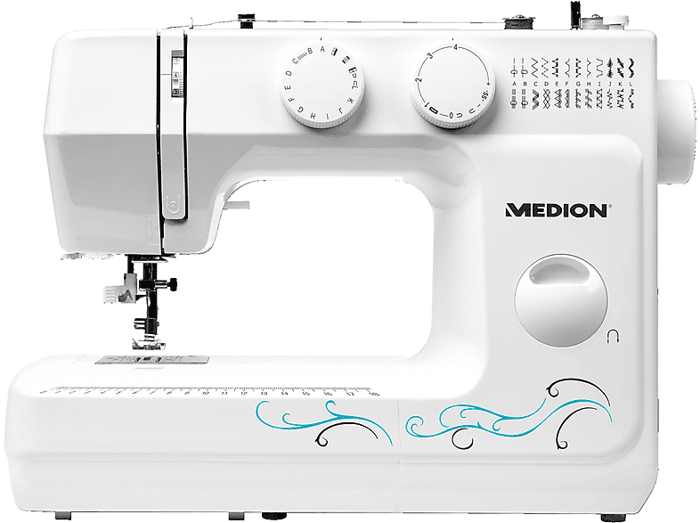 MEDION MD 18205 Freiarm-Nähmaschine, Knopfloch- und Einfädelautomatik, 60 Stichmuster, Aufspulautomatik Nähmaschine 