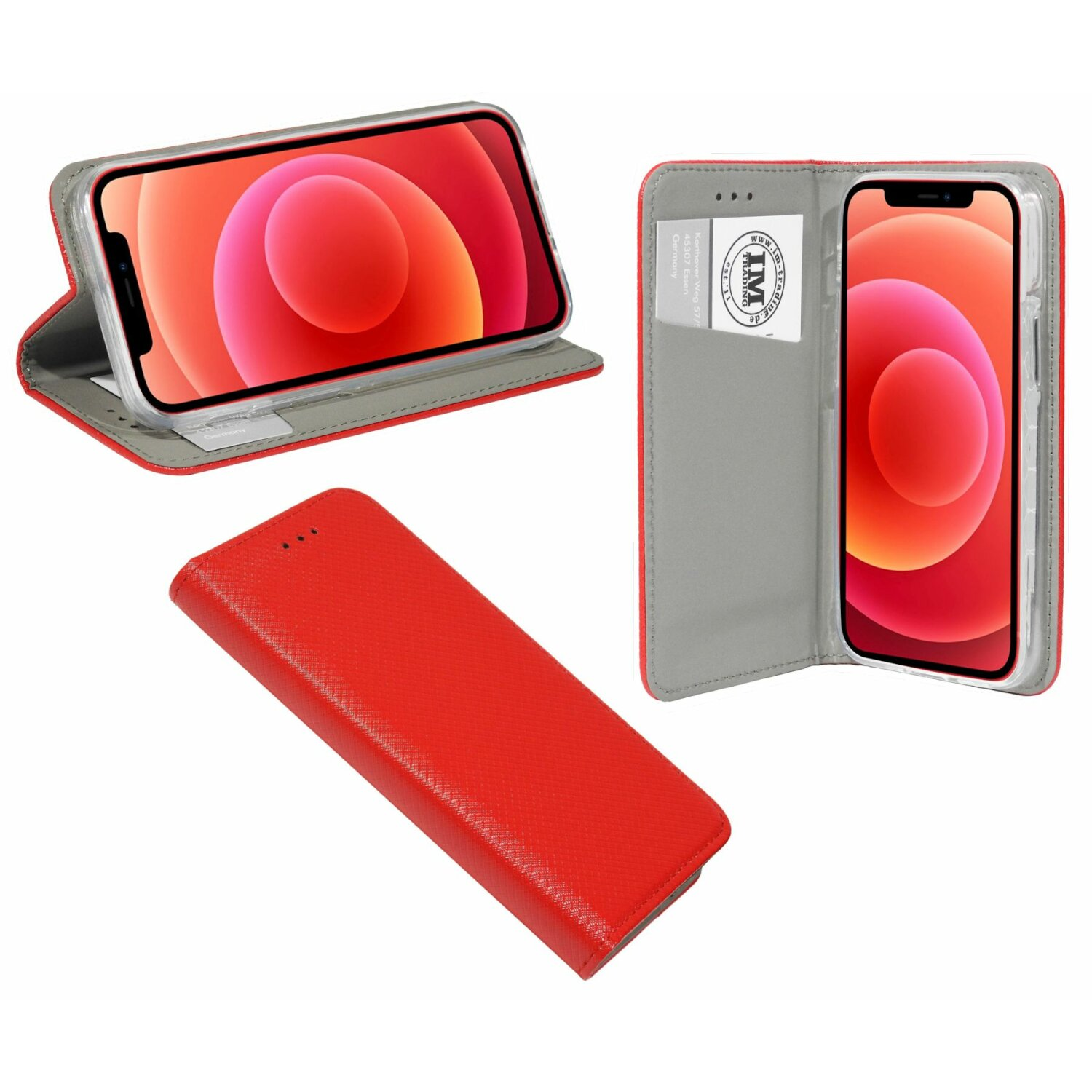 Pro, Rot Buchtasche, iPhone Bookcover, 15 Magnet Smart COFI Apple,
