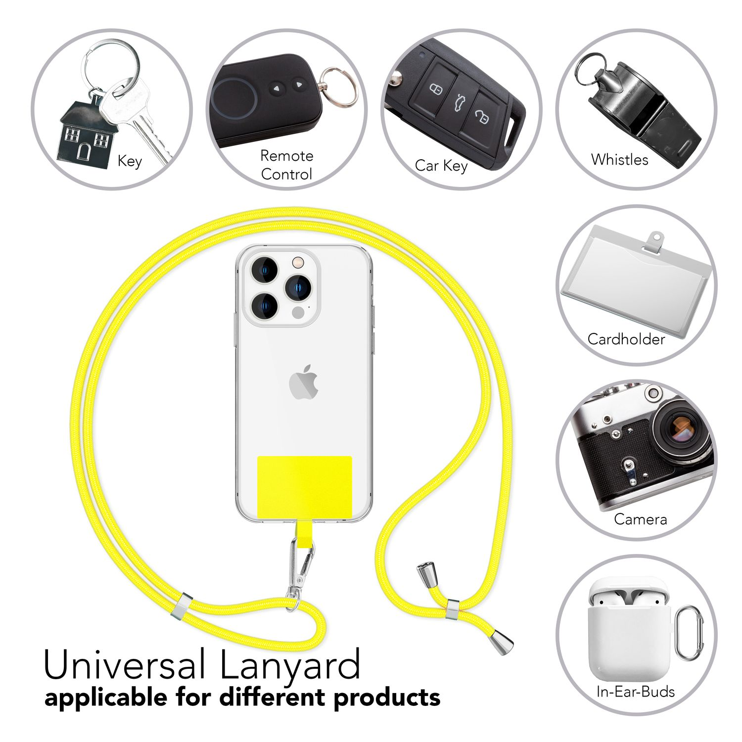 NALIA Handyband Universal, Gelb Umhängen, Hülle zum Pad für Umhängetasche, Universal, 
