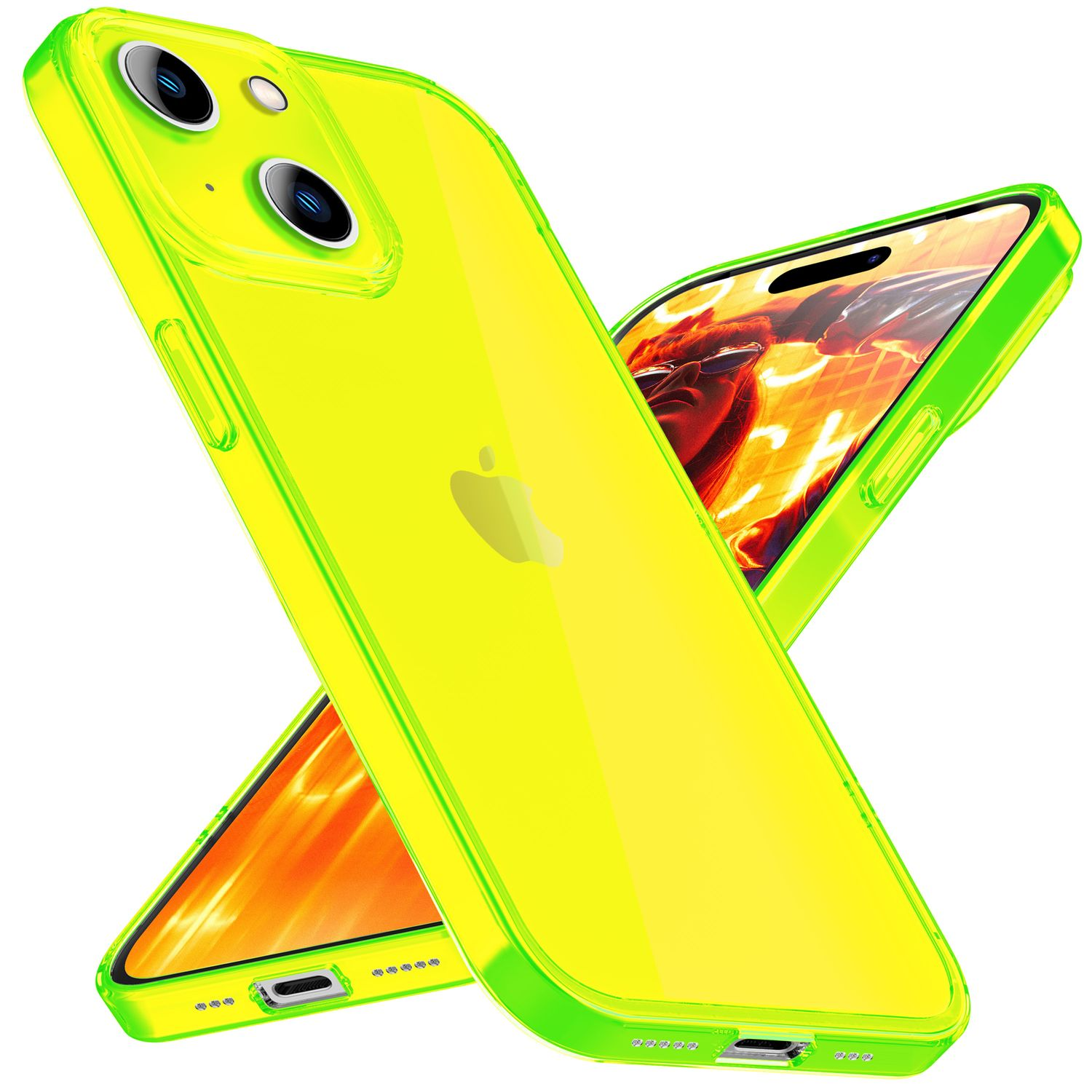 NALIA Klar Transparente 15 Gelb Hülle, Plus, Apple, iPhone Silikon Neon Backcover